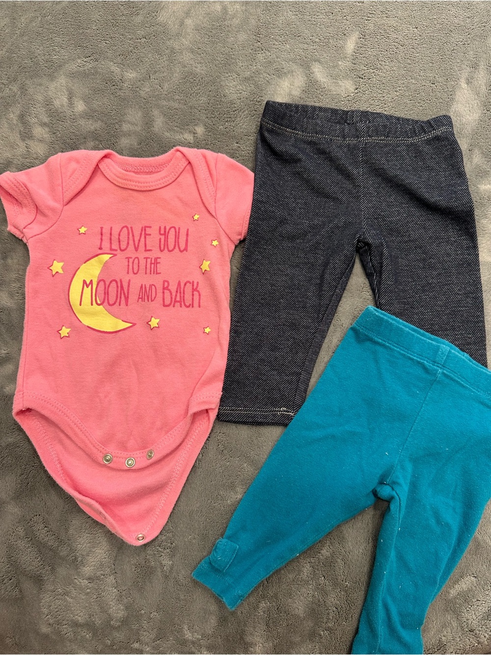 Swiggles Pink Bodysuit with Dark Gray and Teal Leggings